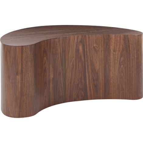 Coffee Table Dark Brown MDF with Paper Veneer Kidney-Shaped Living Room Modern Style BILPA
