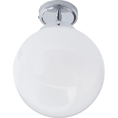 Litecraft Preston Ceiling Light Semi Flush With White Shade - Polished Chrome