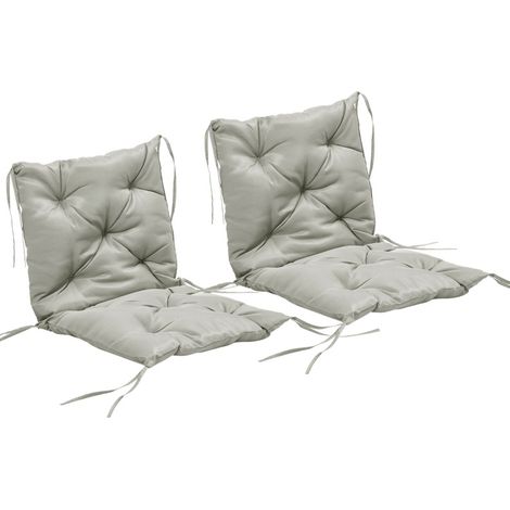 Set de 2 cojines de asiento 98 x 50 x 8 cm gris claro con lazos (1/5)