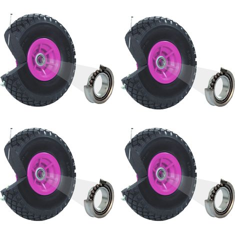 4x Sackkarrenrad Vollgummi 260x85 mm 3.00-4 60 mm Nabenlänge PU Bollerwagenrad Nabenversatz pink (1/5)