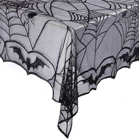 Nappe d'Halloween, nappe toile d'araignée, nappe noire en dentelle (1/5)