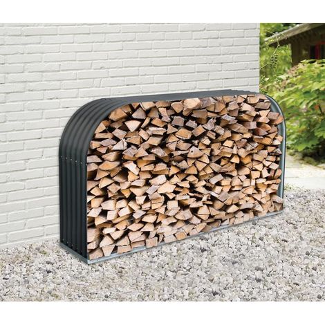 Florawolrd Kaminholzunterstand Flachbogen anthrazit 212 x 46 cm Holzhalter (1/3)