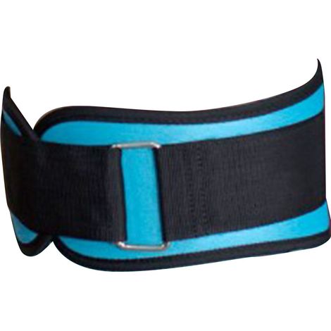 Ceinture de musculation ajustable bleue taille M (77-93 cm), soutien lombaire renforcé pour fitness et sports, bande de protection ventrale. (1/5)