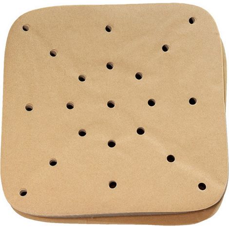 200pcs papier pour poêle à frire air-resistant chaleur jusqu'à 250°C feuille silicone alimentaire antiadhésive 8.5 pouces carré pour friteuse sans huile bac bambou facile à nettoyer