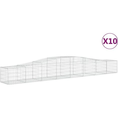 Paniers à gabions arqués 10 pcs  Mur en gabion 400x50x40/60 cm Fer galvanisé