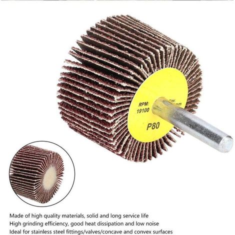 10pcs Roues à Feuillets Abrasif Meule de Polissage Disque de Meule à Lamelles en Papier Abrasif avec une Tige de 6mm pour Brosse Poncage Perceuse Accessoires Polissage Bois (1/3)