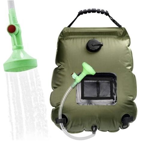 Sac de Douche Solaire Camping, 20L Solaire Sac de Douche Portable Pliant Extérieur avec Commutable Tête de Douche Chauffe (1/4)