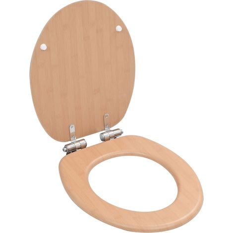 Abattant de toilette avec couvercle à fermeture douce, design bambou en MDF