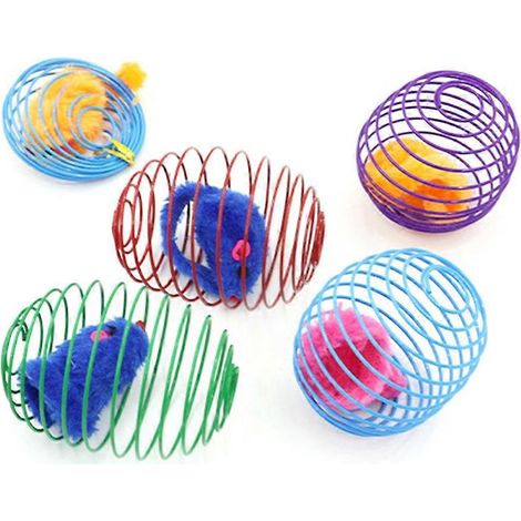 Jouets à ressort pour chats, balles à ressort pour chats, balle à l'herbe à chat pour chats d'intérieur, balles en métal pour cage (1/5)
