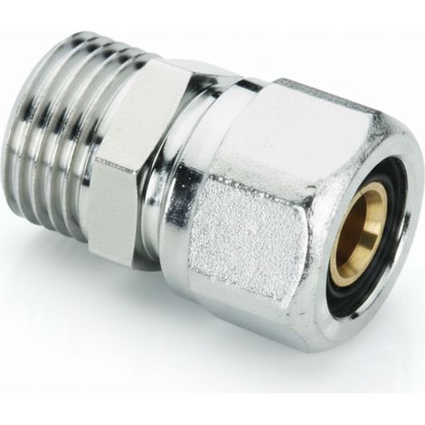 Raccordo diritto maschio 32x1  in ottone nichelato per tubo multistrato pex-al-pex bampi blmm3201