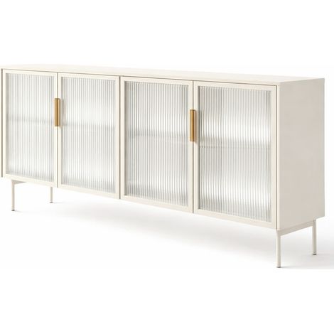 Credenza con 4 ante cassetti e ripiani interni, ideale per organizzare gli spazi con stile Dotata di LED integrato struttura resistente perfetta per ambienti moderni 181,3 x 39,3 x 82,6 cm Cashmere