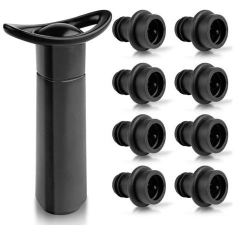 Pompe à vide avec 8 bouchons de bouteille, pompe à vide manuelle, distributeur de vin, accessoire pour le vin, pour l'élimination de l'air et la conservation du vin (1/5)