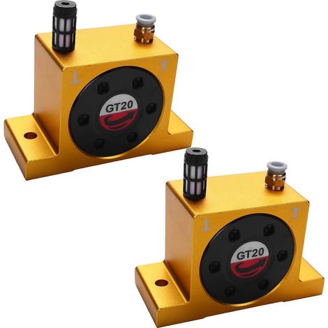 Deux vibrateurs pneumatiques à turbine, vibrateurs industriels silencieux avec silencieux inclus, compatibles avec trémies - GT-20 / G 1/4, jaunes (1/5)