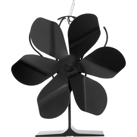Ventilatore per camino resistente al calore, ventilatore per stufa a 6 pale nero, funzionamento silenzioso, distribuzione efficiente del calore (1/5)