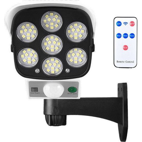 Lampe solaire capteur mouvement pour extérieur, projecteur de simulation moniteur, étanche, lumière solaire maison jardin. (1/5)