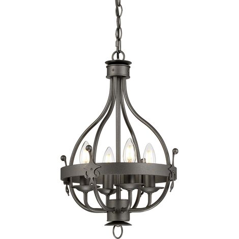 Elstead Windsor - Lampadario 4 Luci Finitura Grafite, E14