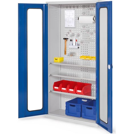 Kappes ®RasterPlan Werkzeugschrank 1950x1000m Modell 6 Tiefe 410mm Sichtfenstertüren enzianblau
