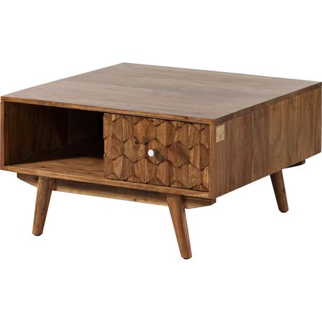 Table basse 70x70 Acacia laqué Bois naturel MOSAYK 117 (1/3)