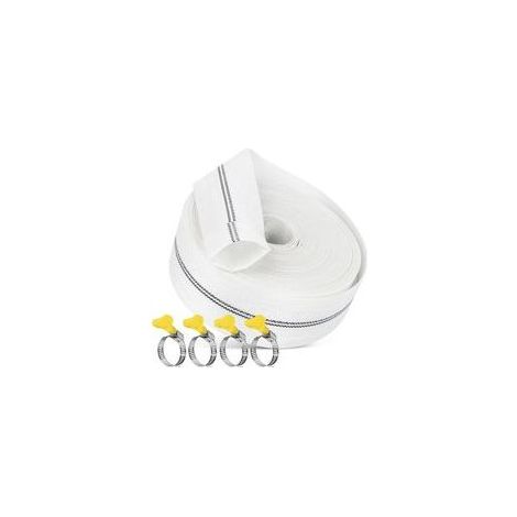 1/4\" Flachschlauch 32 mm 20 m mit 4 Klemmen für Tauchpumpen und andere Entwässerungssysteme wie Teiche, Gartenbewässerung, Whirlpools, Schwimmbecken oder Sammelbecken (32 mm - 20 m) (1/4)