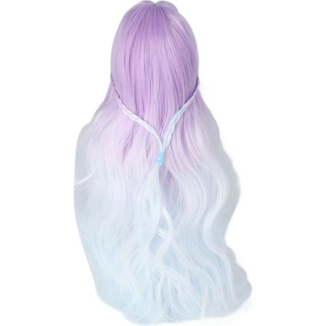 1/3 Puppenperücke, langes, lockiges, hitzebeständiges Seidenhaar, simulierte Kopfhaut, Ombré-Lila-Farbe, Ersatzteil (1/5)