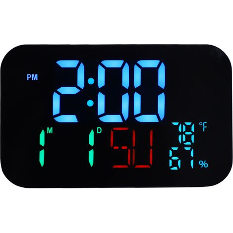 Horloge connectée WiFi Thermomètre Hygromètre Numérique Station Météo Réveil Date Jour Compatible App Tuya Contrôle à Distance Écran Large Luminosité Réglable Maison Bureau Blanc Bleu (1/4)