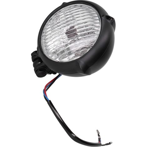 Phare de moto rond 4 pouces 12 V, lentille transparente, boîtier noir, boulon M10, universel pour motos rétro (1/5)