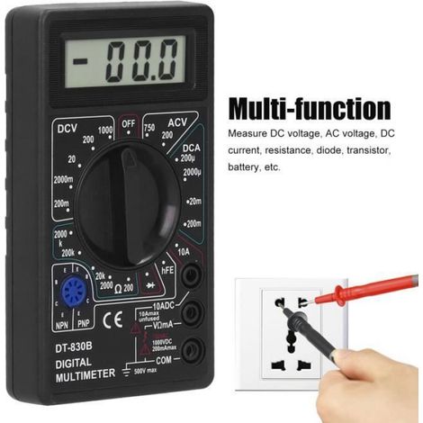 Multimètre - - DT830B - Écran LCD Numérique - Protection contre les surcharges - Portable (1/4)