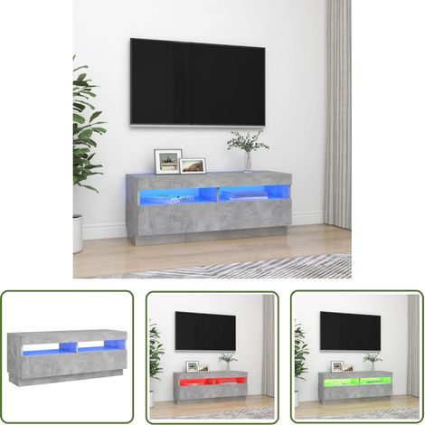 The Living Store TV-Schrank mit LED-Beleuchtung Betongrau 100x35x40 cm - TV Schrank - Holzwerkstoff Möbel - LED Beleuchtung - Wohnzimmer Dekoration - Fernseher Standregal (1/5)