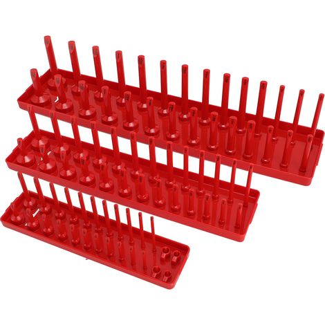 Lot de 3 plateaux rangements douilles plastique multifonction supports casiers établis ateliers garages rouge système impérial (1/5)