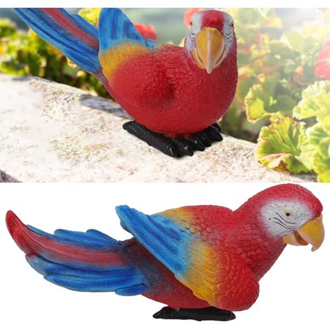 Figura de resina de loro para jardín y balcón – Escultura ornamental de guacamayo rojo (1/5)
