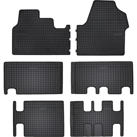 Tapis de sol en caoutchouc pour : Citroën Jumpy III 3 rangées (2018-) - noirs, sur mesure (1/5)
