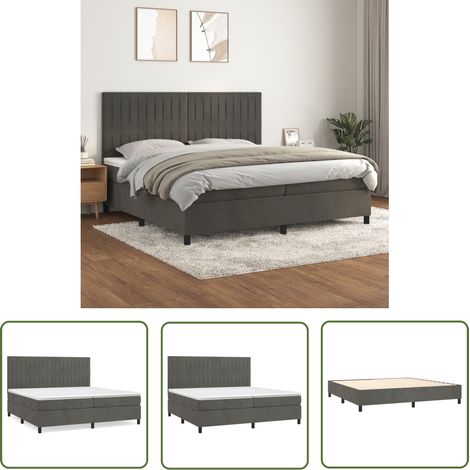 The Living Store Boxspringbett mit Matratze Dunkelgrau 200x200 cm Samt - Samtbett - Boxspringbett - Doppelbett - Hochwertiges Bett - Bettrahmen (1/5)