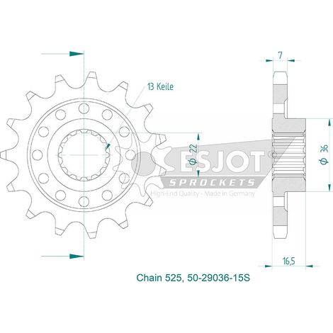 Pignon Lightweight Ducati - 525 - 15 Dents - Made in Germany