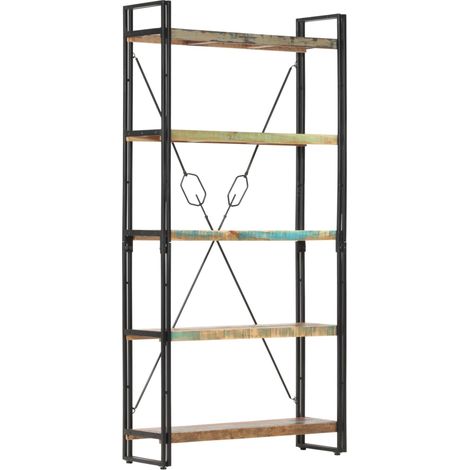 Bibliothèque 5 niveaux 90x30x180 cm Bois solide de récupération