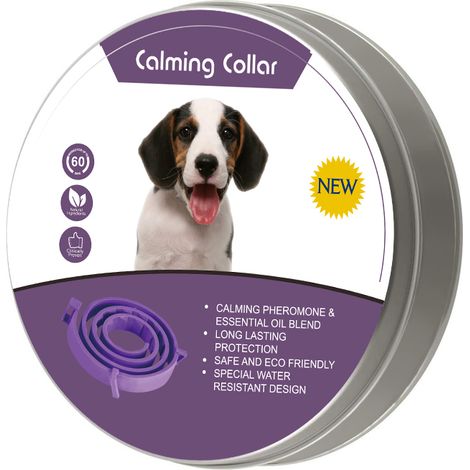 Collier pour chien 1 pièce collier anti-insectes et anti-puces et anti-tiques pour chien calmant (grand chien 35 kg 62 cm, violet en conserve) collier anti-insectes et anti-puces (1/2)