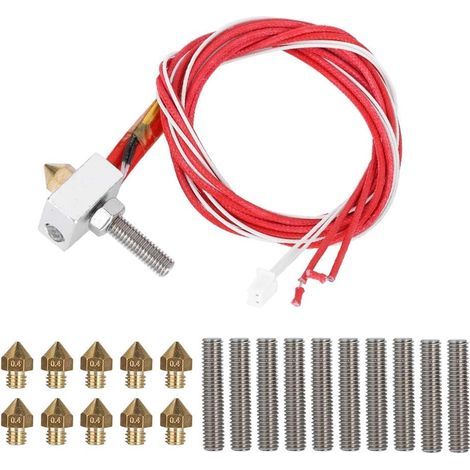 SJLERST Kits Accessoire Imprimante 3D Bloc de Chauffage + 10pcs Buse d'imprimante 3D 0,4 mm + Gorge de Tuyau pour MK8, Anet A8, Alunar M508, CR7, V2 (1/5)