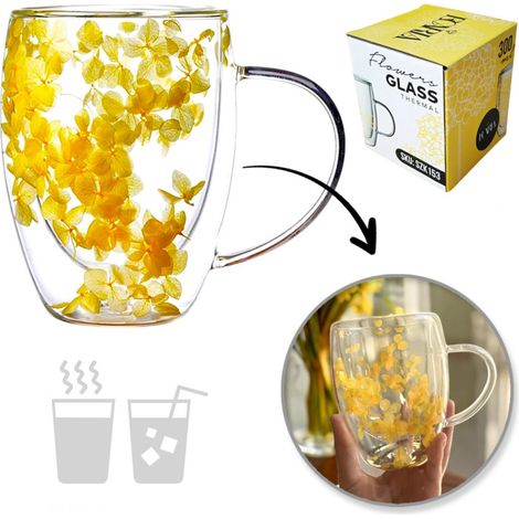 Thermoglas mit Blumen im Inneren, Hortensien, 300 ml, 1 Stück, SZK153