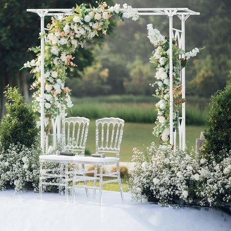 Arco Puerta Decorativo Metas para Globos Flores para Fiestas Jardin Boda Blanco 2m (1/5)