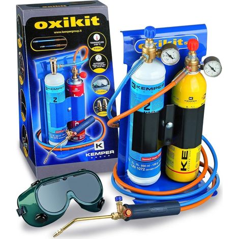 Kemper – Chalumeau bi-gaz oxygène propane 3300°C – Kit soudage et découpe – Coupe acier jusqu'à 5 mm – Détendeurs et manomètres inclus