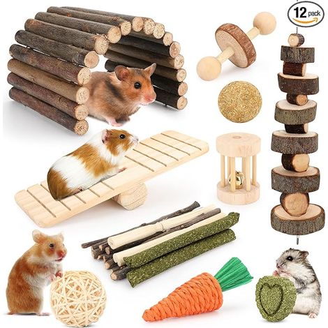Hamster Chew Toys Guinea Pig Hamster Cage Accessories Small Animals Chew Toys for Chinchillas Gerbils Rabbit Rabbit Hideout (1/5)
