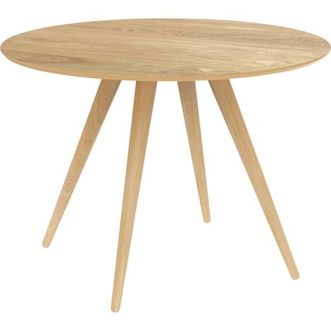 Mesa de comedor redonda de madera clara, 4 personas - Liwa