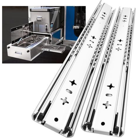 Glissières de tiroir pour charges lourdes, capacité de charge jusqu'à 120 KG, sans serrure,Extension 650mm, 1 Paire (2 pièces) (1/5)