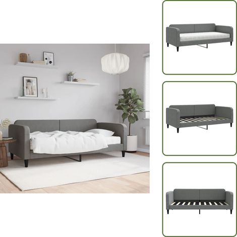The Living Store Tagesbett mit Matratze Dunkelgrau 90x190 cm Stoff - Schlafsofa (1/5)