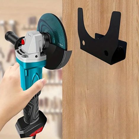 Support de meuleuse d'angle mural pour polisseuse, Support de rangement métallique pour atelier domestique, organisation de garage et support de suspension d'outils, Montage vertical robuste noir (1/5)