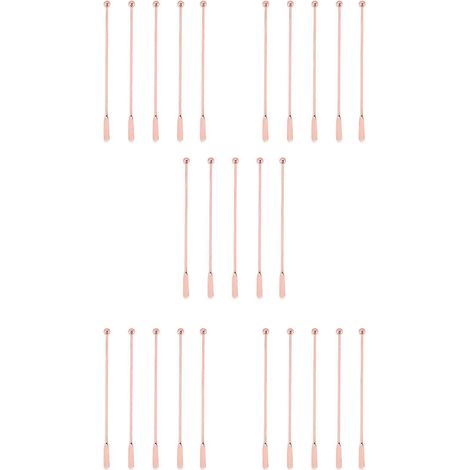 Lot de 25 agitateurs en acier inoxydable, pour boissons et cocktails, manche droit couleur or rose, 19 cm (1/5)