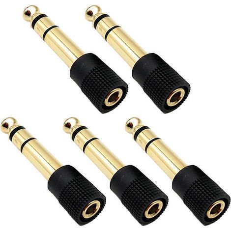Adaptateurs pour casque audio, en cuivre plaqué or, 6,5 mm mâle vers 3,5 mm femelle, résistants à la corrosion, adaptés aux microphones, lot de 5. (1/5)