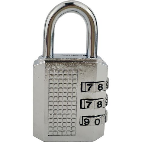 Cadenas à combinaison 3 chiffres en alliage de zinc étanche et robuste, compact idéal pour valise gym école maison, argenté (1/2)