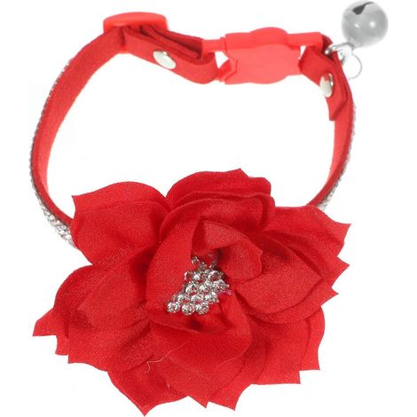 Collar para gato con diamantes de imitación para decoración, ajustable y cómodo, collar para perro rojo (1/5)