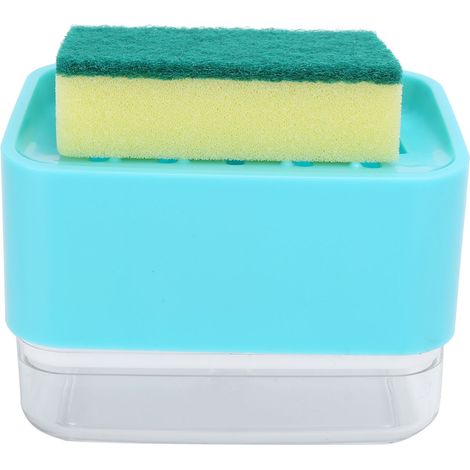Distributeur automatique de savon liquide avec bouton-poussoir pour évier et plan de travail, vert (1/5)