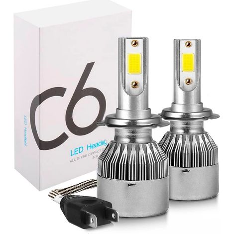 Paire d'ampoules LED H7 C6 pour phares de voiture moto 3800LM 36W lumièr blanche